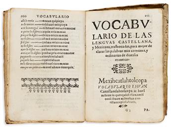 (MEXICAN IMPRINT--1611.) Pedro de Arenas. Vocabulario manual de las lenguas castellana, y mexicana.